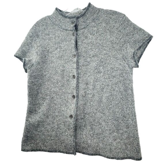 Eileen Fisher Alpaca & Wool Blend Gray Cap Sleeve Cardigan Womens Medium‎ - Picture 1 of 13